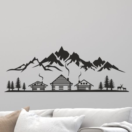 Wandaufkleber Wandtattoo Aufkleber Wand Tattoo Landschaft Berge Alpen Weg Kompass Hirsch Geweih Panorama Wandern Globus Biker
