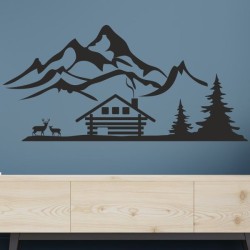 Wandaufkleber Wandtattoo Aufkleber Wand Tattoo Landschaft Berge Alpen Weg Kompass Hirsch Geweih Panorama Wandern Globus Biker