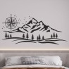 Wandaufkleber Wandtattoo Aufkleber Wand Tattoo Landschaft Berge Alpen Weg Kompass Hirsch Geweih Panorama Wandern Globus Biker