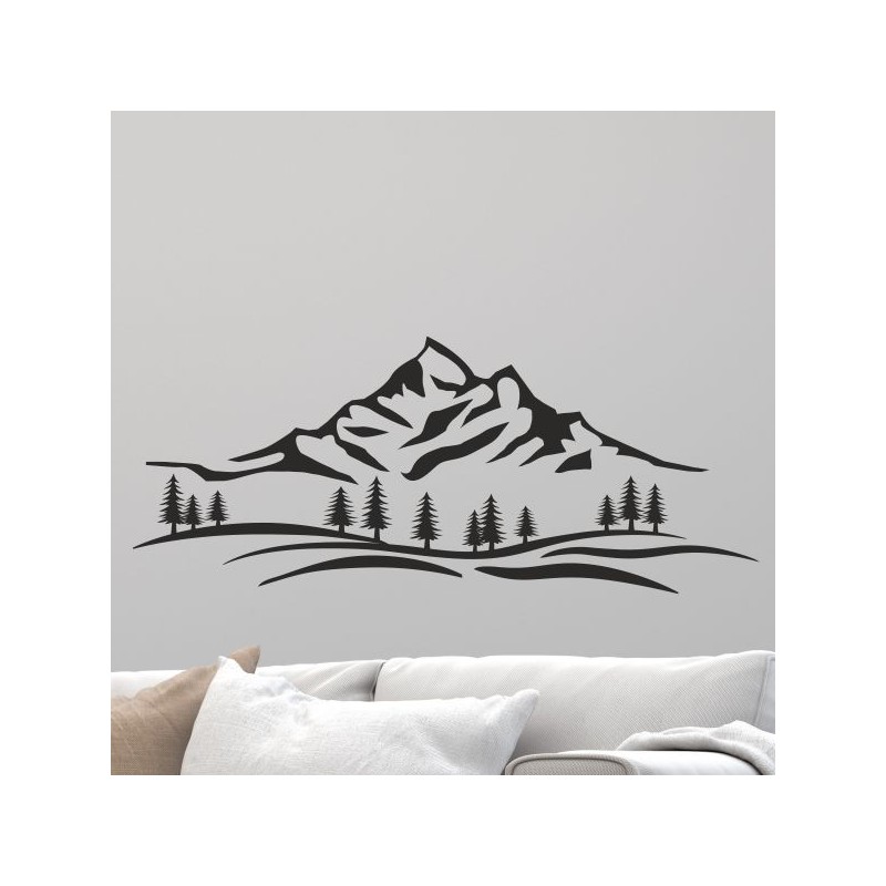 Wandaufkleber Wandtattoo Aufkleber Wand Tattoo Landschaft Berge Alpen Weg Kompass Hirsch Geweih Panorama Wandern Globus Biker