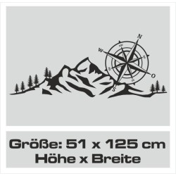 Wandaufkleber Wandtattoo Aufkleber Wand Tattoo Landschaft Berge Alpen Weg Kompass Hirsch Geweih Panorama Wandern Globus Biker