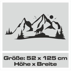 Wandaufkleber Wandtattoo Aufkleber Wand Tattoo Landschaft Berge Alpen Weg Kompass Hirsch Geweih Panorama Wandern Globus Biker