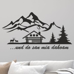 Wandaufkleber Wandtattoo Aufkleber Wand Tattoo Landschaft Berge Alpen Weg Kompass Hirsch Geweih Panorama Wandern Globus Biker