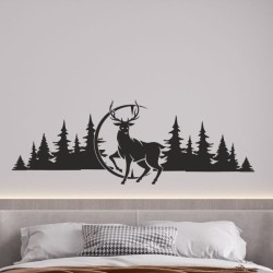 Wandaufkleber Wandtattoo Aufkleber Wand Tattoo Landschaft Berge Alpen Weg Kompass Hirsch Geweih Panorama Wandern Globus Biker