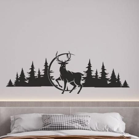 Wandaufkleber Wandtattoo Aufkleber Wand Tattoo Landschaft Berge Alpen Weg Kompass Hirsch Geweih Panorama Wandern Globus Biker