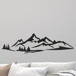 Wandaufkleber Wandtattoo Aufkleber Wand Tattoo Landschaft Berge Alpen Weg Kompass Hirsch Geweih Panorama Wandern Globus Biker