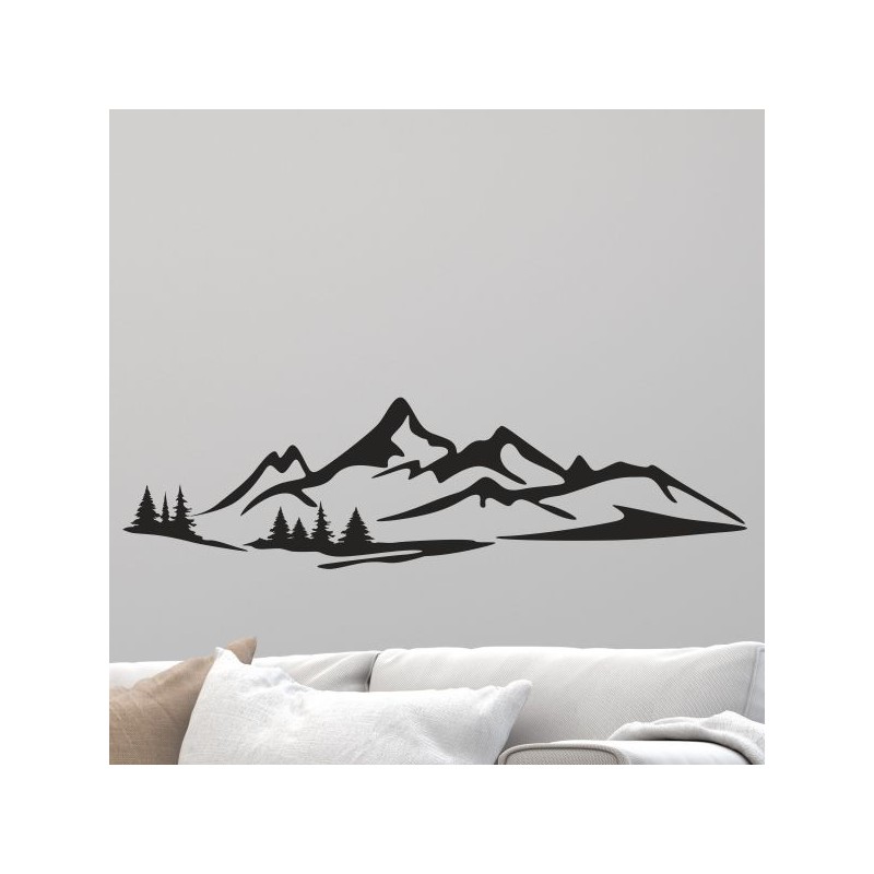 Wandaufkleber Wandtattoo Aufkleber Wand Tattoo Landschaft Berge Alpen Weg Kompass Hirsch Geweih Panorama Wandern Globus Biker