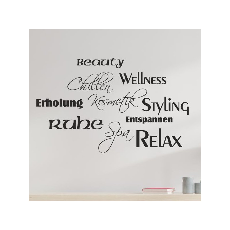 Wandaufkleber Wandtattoo Aufkleber Wand Tattoo Bad Wellness Oase Lounge Relax Spa Erholung Delphin Wasser Meer Blumen Ranke