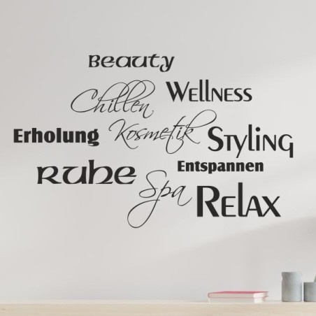 Wandaufkleber Wandtattoo Aufkleber Wand Tattoo Bad Wellness Oase Lounge Relax Spa Erholung Delphin Wasser Meer Blumen Ranke