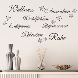 Wandaufkleber Wandtattoo Aufkleber Wand Tattoo Bad Wellness Oase Lounge Relax Spa Erholung Delphin Wasser Meer Blumen Ranke