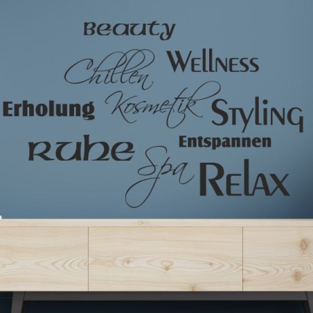 Wandaufkleber Wandtattoo Aufkleber Wand Tattoo Bad Wellness Oase Lounge Relax Spa Erholung Delphin Wasser Meer Blumen Ranke
