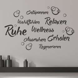 Wandaufkleber Wandtattoo Aufkleber Wand Tattoo Bad Wellness Oase Lounge Relax Spa Erholung Delphin Wasser Meer Blumen Ranke