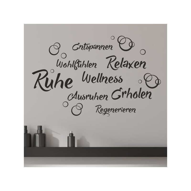 Wandaufkleber Wandtattoo Aufkleber Wand Tattoo Bad Wellness Oase Lounge Relax Spa Erholung Delphin Wasser Meer Blumen Ranke