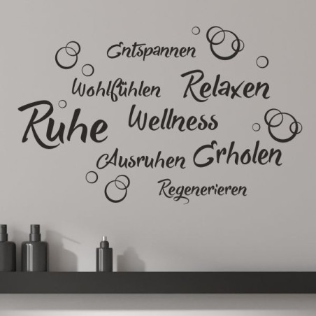 Wandaufkleber Wandtattoo Aufkleber Wand Tattoo Bad Wellness Oase Lounge Relax Spa Erholung Delphin Wasser Meer Blumen Ranke