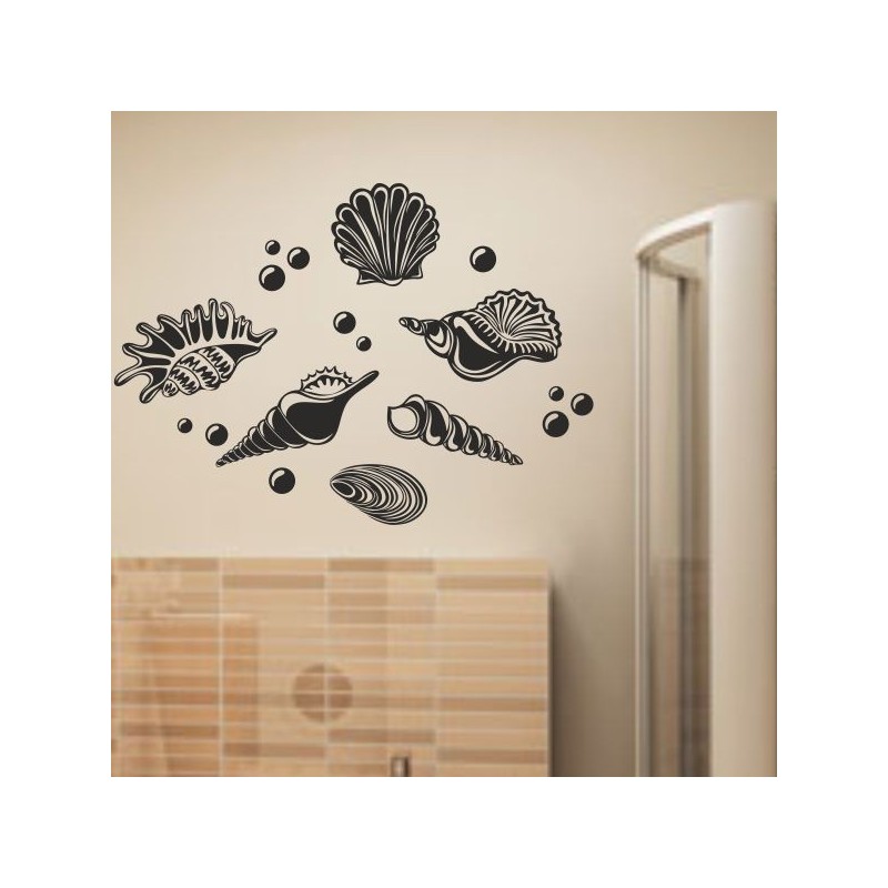 Wandaufkleber Wandtattoo Aufkleber Wand Tattoo Bad Wellness Oase Lounge Relax Spa Erholung Delphin Wasser Meer Blumen Ranke