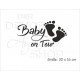 Babyaufkleber Auto Aufkleber Füße Abdruck + Wunschname Baby on Tour on Board Sticker  Farbe & Name wählbar