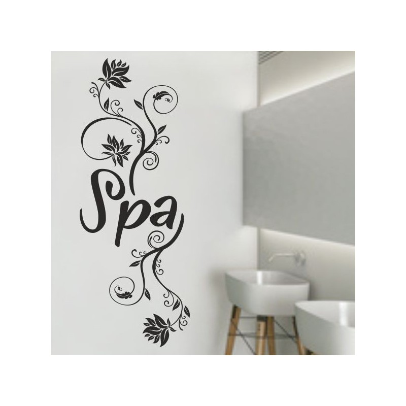 Wandaufkleber Wandtattoo Aufkleber Wand Tattoo Bad Wellness Oase Lounge Relax Spa Erholung Delphin Wasser Meer Blumen Ranke