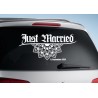Aufkleber Just Married Ehe Hochzeit Paar Liebe Herz Ringe Datum Namen