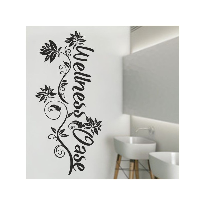 Wandaufkleber Wandtattoo Aufkleber Wand Tattoo Bad Wellness Oase Lounge Relax Spa Erholung Delphin Wasser Meer Blumen Ranke