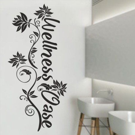 Wandaufkleber Wandtattoo Aufkleber Wand Tattoo Bad Wellness Oase Lounge Relax Spa Erholung Delphin Wasser Meer Blumen Ranke