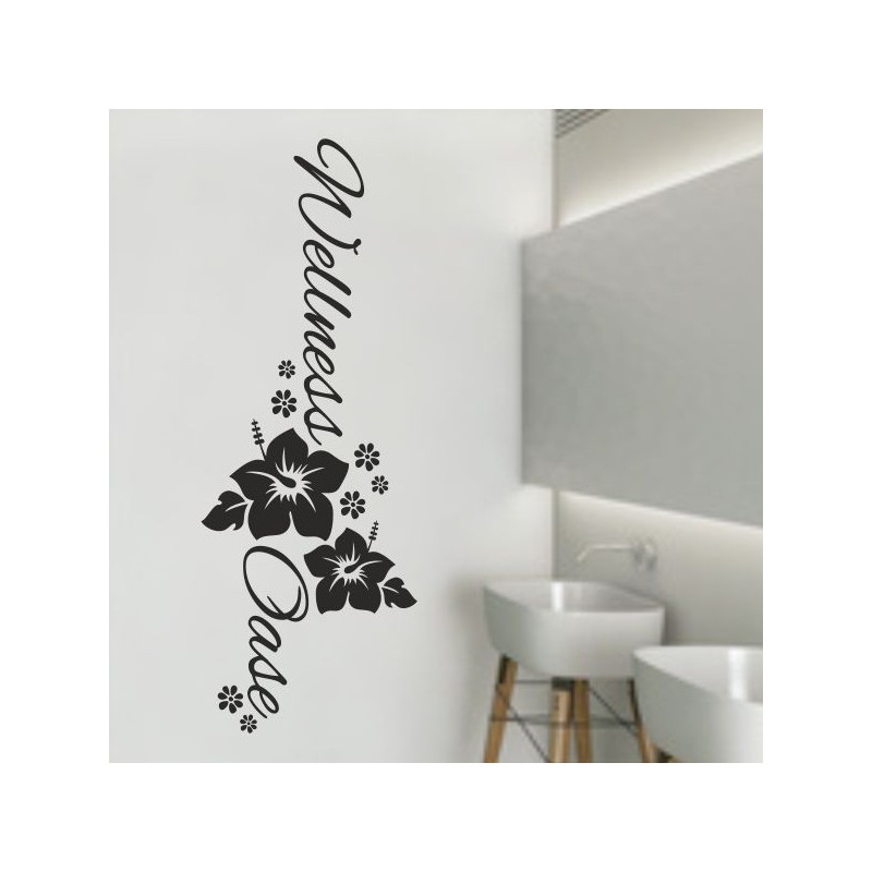 Wandaufkleber Wandtattoo Aufkleber Wand Tattoo Bad Wellness Oase Lounge Relax Spa Erholung Delphin Wasser Meer Blumen Ranke