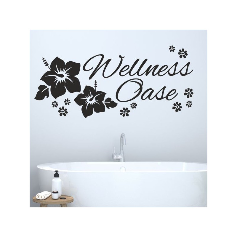 Wandaufkleber Wandtattoo Aufkleber Wand Tattoo Bad Wellness Oase Lounge Relax Spa Erholung Delphin Wasser Meer Blumen Ranke