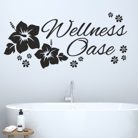 Wandaufkleber Wandtattoo Aufkleber Wand Tattoo Bad Wellness Oase Lounge Relax Spa Erholung Delphin Wasser Meer Blumen Ranke