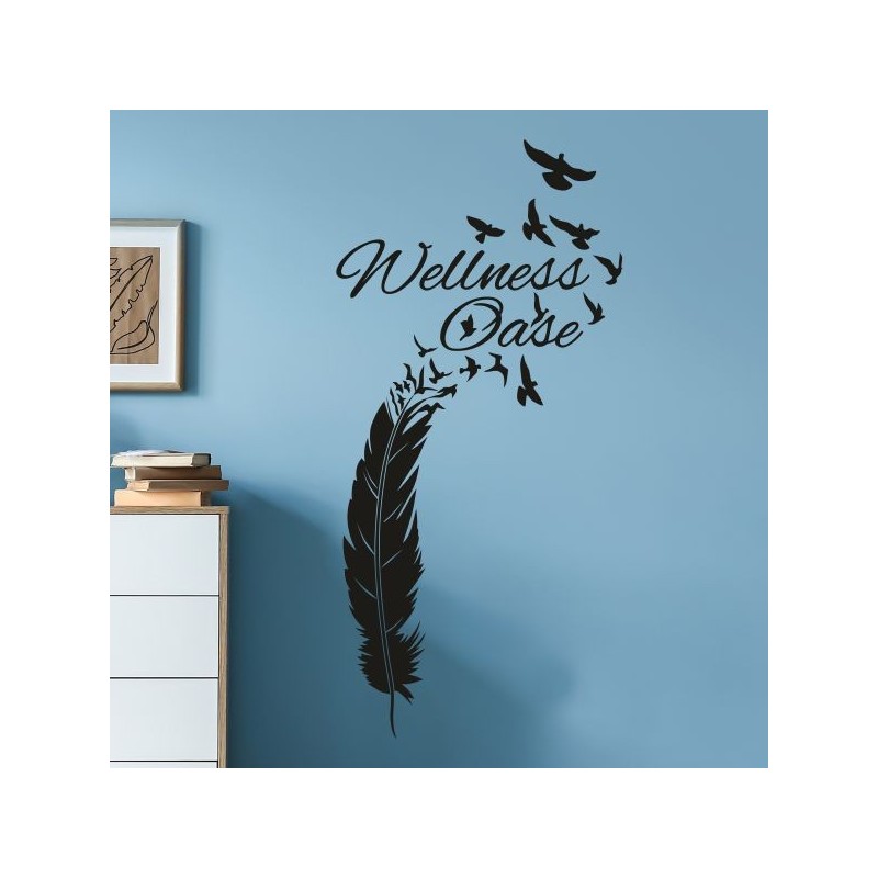 Wandaufkleber Wandtattoo Aufkleber Wand Tattoo Bad Wellness Oase Lounge Relax Spa Erholung Delphin Wasser Meer Blumen Ranke