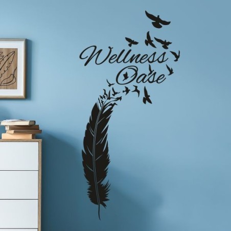 Wandaufkleber Wandtattoo Aufkleber Wand Tattoo Bad Wellness Oase Lounge Relax Spa Erholung Delphin Wasser Meer Blumen Ranke