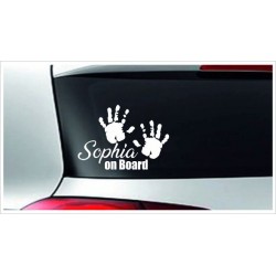 Babyaufkleber Auto Aufkleber Hand Abdruck + Wunschname Baby on Tour on Board Sticker  Farbe & Name wählbar