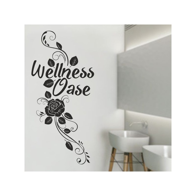 Wandaufkleber Wandtattoo Aufkleber Wand Tattoo Bad Wellness Oase Lounge Relax Spa Erholung Delphin Wasser Meer Blumen Ranke