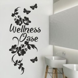 Wandaufkleber Wandtattoo Aufkleber Wand Tattoo Bad Wellness Oase Lounge Relax Spa Erholung Delphin Wasser Meer Blumen Ranke