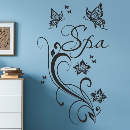 Wandaufkleber Wandtattoo Aufkleber Wand Tattoo Bad Wellness Oase Lounge Relax Spa Erholung Delphin Wasser Meer Blumen Ranke