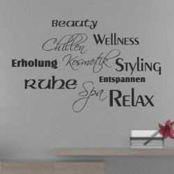 Wandaufkleber Wandtattoo Aufkleber Wand Tattoo Bad Wellness Oase Lounge Relax Spa Erholung Delphin Wasser Meer Blumen Ranke