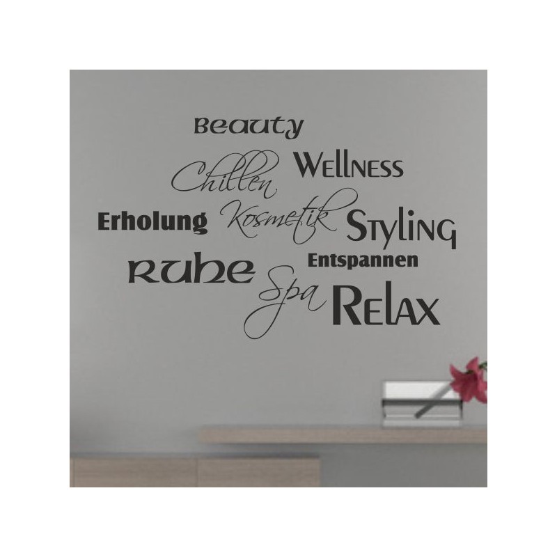 Wandaufkleber Wandtattoo Aufkleber Wand Tattoo Bad Wellness Oase Lounge Relax Spa Erholung Delphin Wasser Meer Blumen Ranke