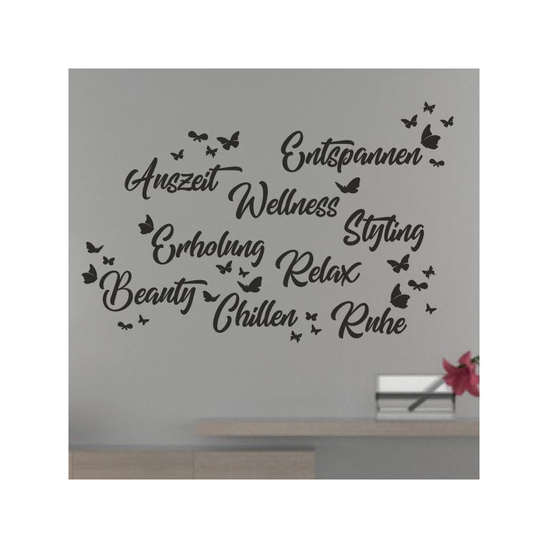 Wandaufkleber Wandtattoo Aufkleber Wand Tattoo Bad Wellness Oase Lounge Relax Spa Erholung Delphin Wasser Meer Blumen Ranke