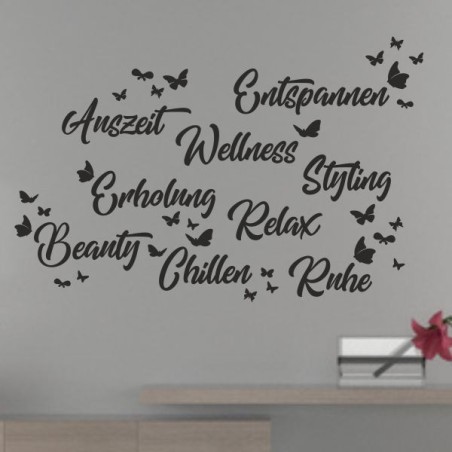 Wandaufkleber Wandtattoo Aufkleber Wand Tattoo Bad Wellness Oase Lounge Relax Spa Erholung Delphin Wasser Meer Blumen Ranke