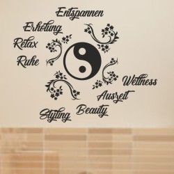 Wandaufkleber Wandtattoo Aufkleber Wand Tattoo Bad Wellness Oase Lounge Relax Spa Erholung Delphin Wasser Meer Blumen Ranke