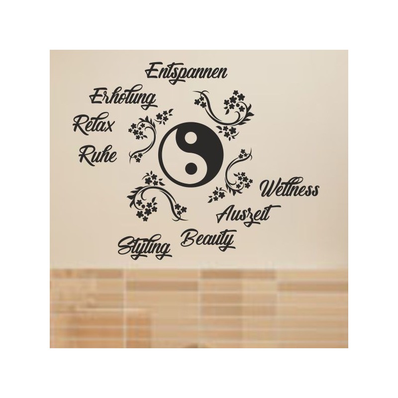 Wandaufkleber Wandtattoo Aufkleber Wand Tattoo Bad Wellness Oase Lounge Relax Spa Erholung Delphin Wasser Meer Blumen Ranke