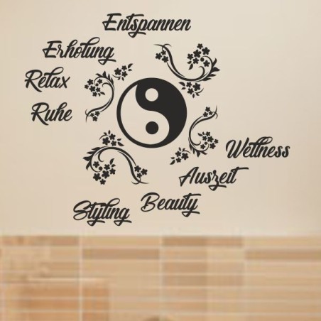 Wandaufkleber Wandtattoo Aufkleber Wand Tattoo Bad Wellness Oase Lounge Relax Spa Erholung Delphin Wasser Meer Blumen Ranke