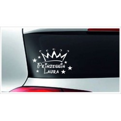 Babyaufkleber Auto Aufkleber Krone Prinzessin + Wunschname Baby on Tour on Board Sticker  Farbe & Name wählbar