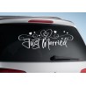 Aufkleber Just Married Ehe Hochzeit Paar Liebe Herz Ringe Datum Namen