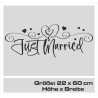 Aufkleber Just Married Ehe Hochzeit Paar Liebe Herz Ringe Datum Namen