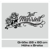 Aufkleber Just Married Ehe Hochzeit Paar Liebe Herz Ringe Datum Namen