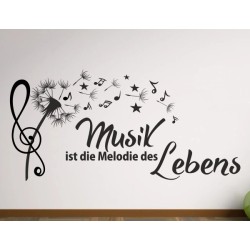 Wandaufkleber Wandtattoo Musik Sound Bass Gitarre Notenschlüssel Music Lautsprecher Rock Flügel Radio Totenkopf Kopfhörer