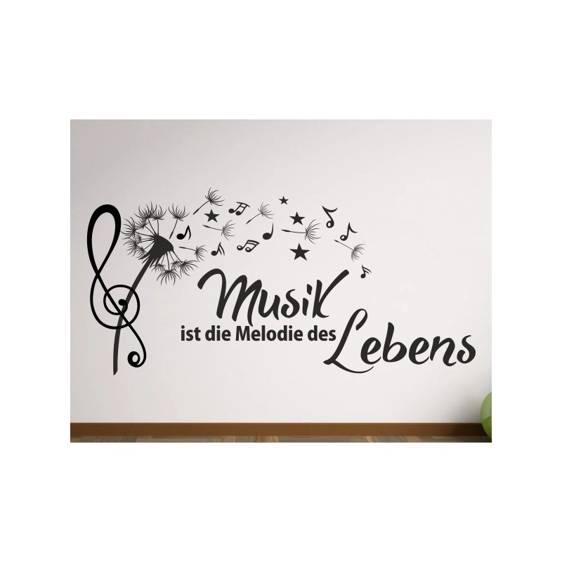 Wandaufkleber Wandtattoo Musik Sound Bass Gitarre Notenschlüssel Music Lautsprecher Rock Flügel Radio Totenkopf Kopfhörer