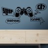 Wandaufkleber Wandtattoo Aufkleber Wand Tattoo Sticker Gamer Game Spiel Konsole Zocken Spielen Game Over Eat Sleep Repeat Level