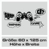 Wandaufkleber Wandtattoo Aufkleber Wand Tattoo Sticker Gamer Game Spiel Konsole Zocken Spielen Game Over Eat Sleep Repeat Level