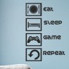 Wandaufkleber Wandtattoo Aufkleber Wand Tattoo Sticker Gamer Game Spiel Konsole Zocken Spielen Game Over Eat Sleep Repeat Level