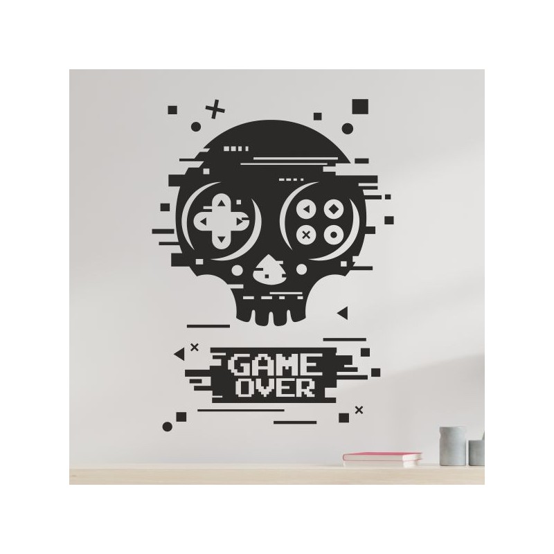Wandaufkleber Wandtattoo Aufkleber Wand Tattoo Sticker Gamer Game Spiel Konsole Zocken Spielen Game Over Eat Sleep Repeat Level